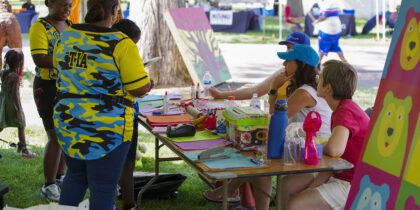 photo of volunteers are children's pavilion